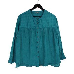 Anthropologie Pilcro and the Letterpress Mila Teal Draped Button Top Size Small